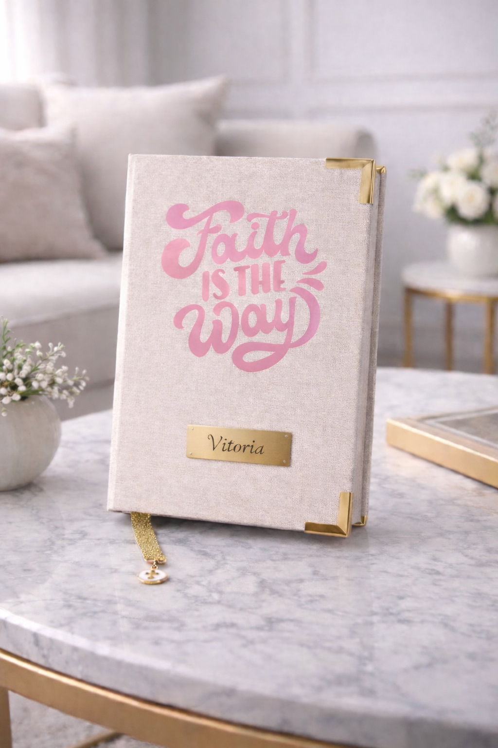Faith in the Way - Beige/Rosa - Biblia Sagrada - Portugues -  Letra Grande