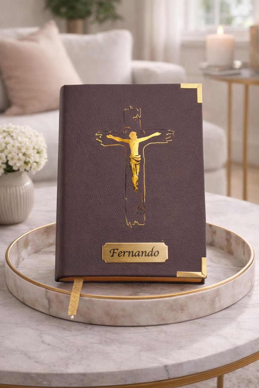 Cross  Brown/Gold - Holy Bible  -  English - Version NIV, NKJ and KJ - Letter Large