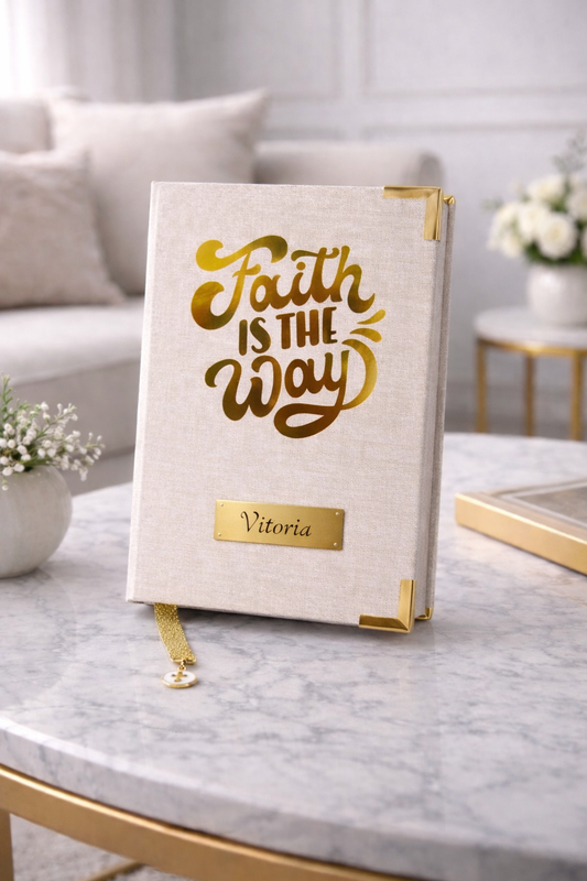 Faith is the Way - Beige/Gold - Holy Bible - English - NIV,NKJ and KJ - Letter Large