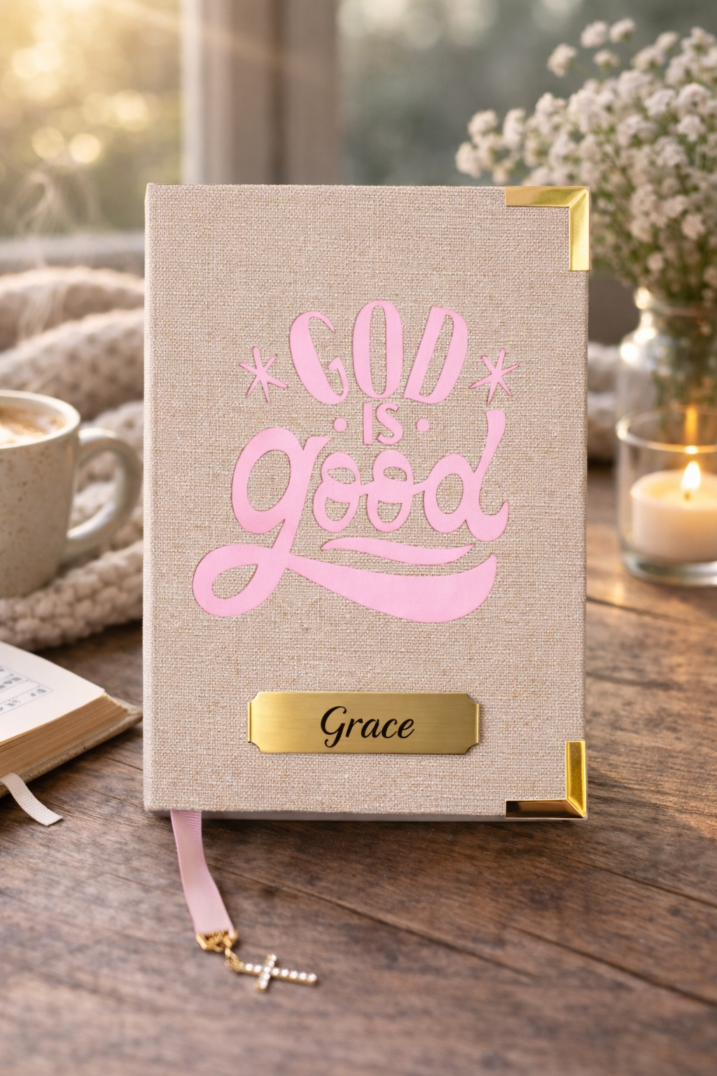 Coleção God is Good - Beige/Pink - Biblia Sagrada - Portugues -NVI - Letra Grande