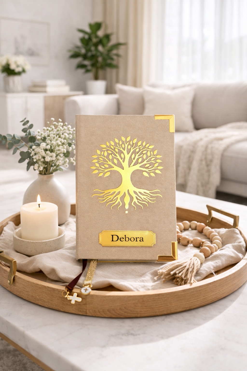 Arvores da vida - Beige/dourada - Biblia Sagrada - NVI - Portugues