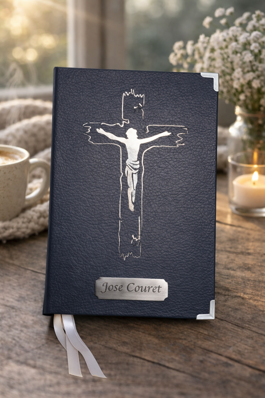 Cross Collection - Navy Blue / Silver - Holy Bible - Version NIV, NKJ and KJ - English Letter Large
